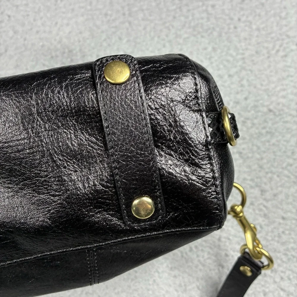 Coach Ashley Black Leather Python Trim Satchel Shoulder Bag F19247 Purse